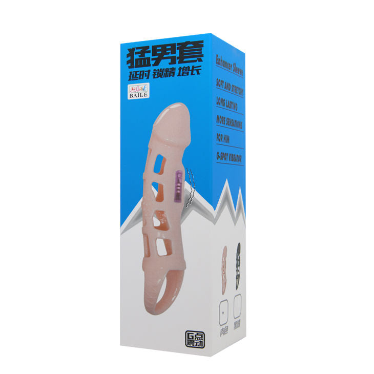 Penisverlängerungshülle mit Vibration und natürlichem Riemen 13,5 cm