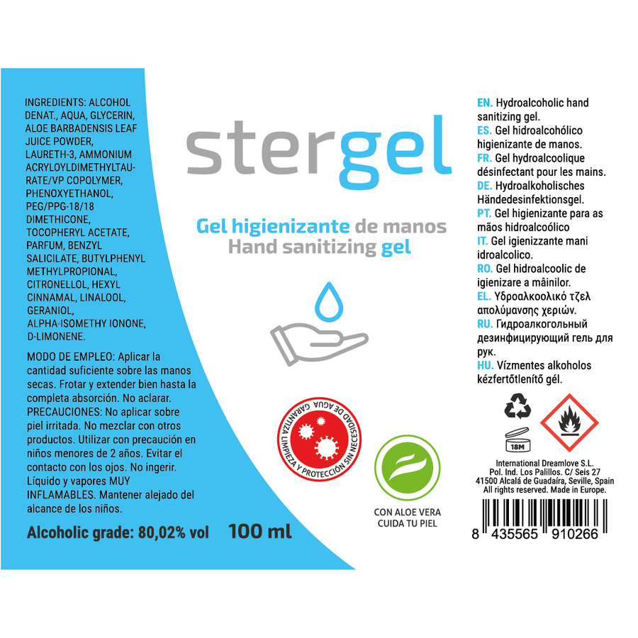 Hydroalkoholisches Handdesinfektionsgel Aloe Vera 100ml 
