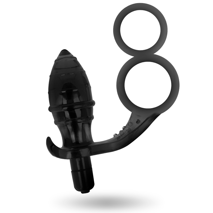 Analplug mit doppeltem schwarzen Ring