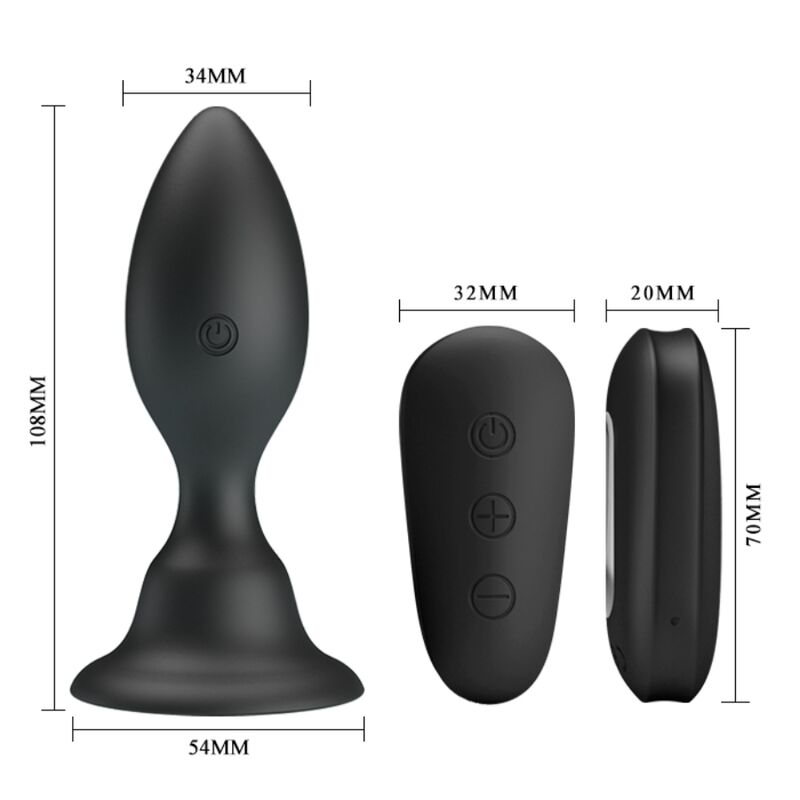 Analplug mit Fernbedienung schwarz Vibration