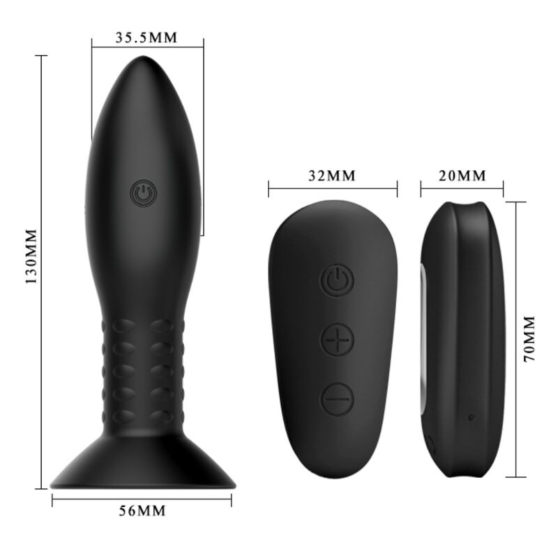 Plug mit Fernbedienung, schwarze rotierende Kugeln