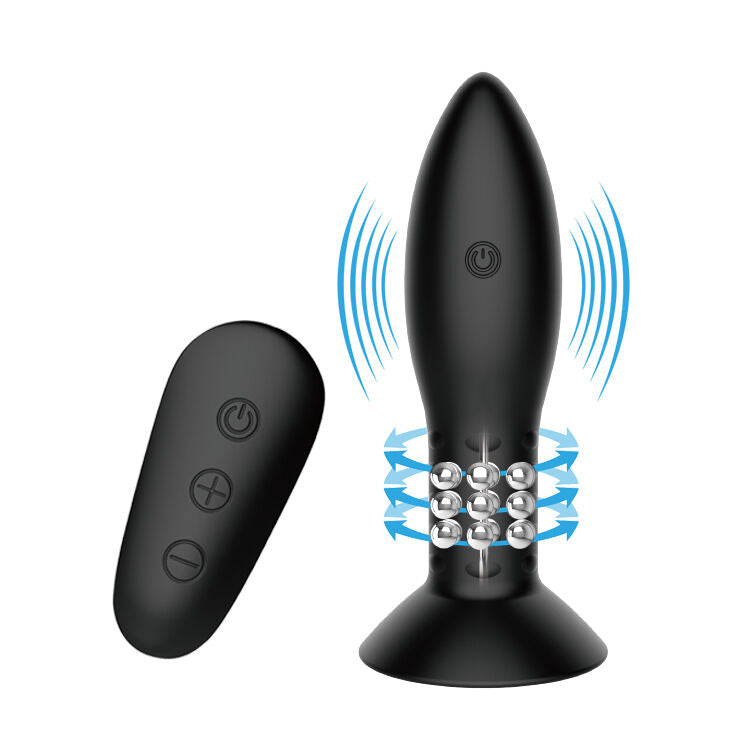 Plug mit Fernbedienung, schwarze rotierende Kugeln