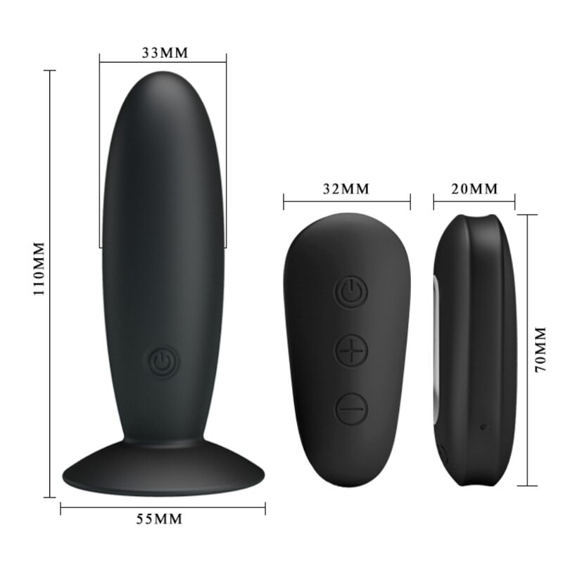 Analplug mit Fernbedienung schwarz Vibration