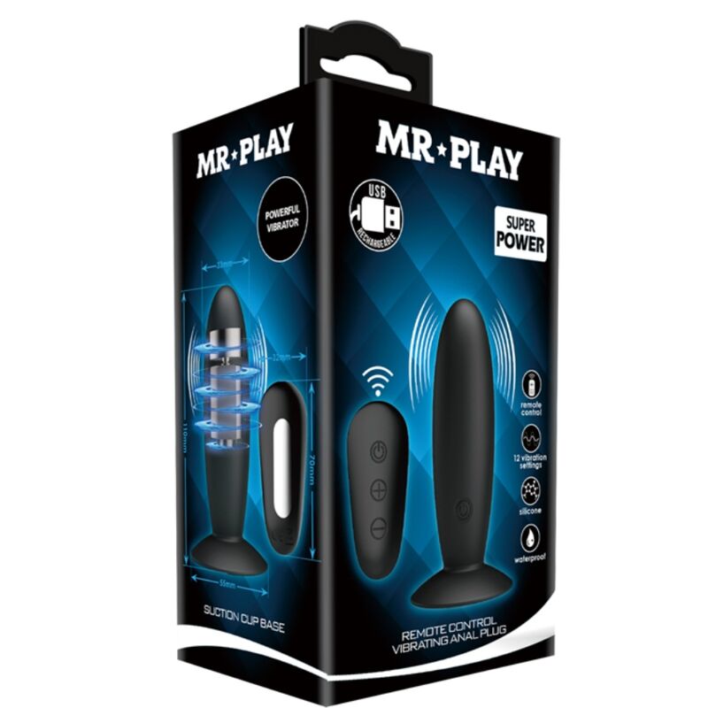 Analplug mit Fernbedienung schwarz Vibration