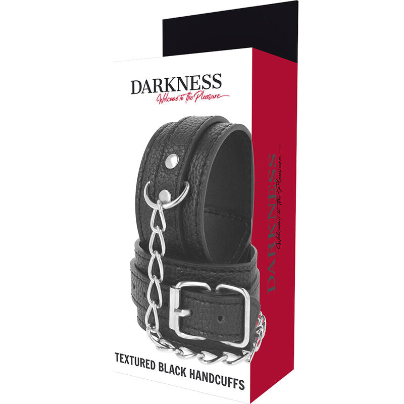 Schwarze Handschellen aus strukturiertem Leder