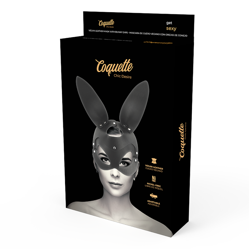 Vegane Ledermaske mit Hasenohren