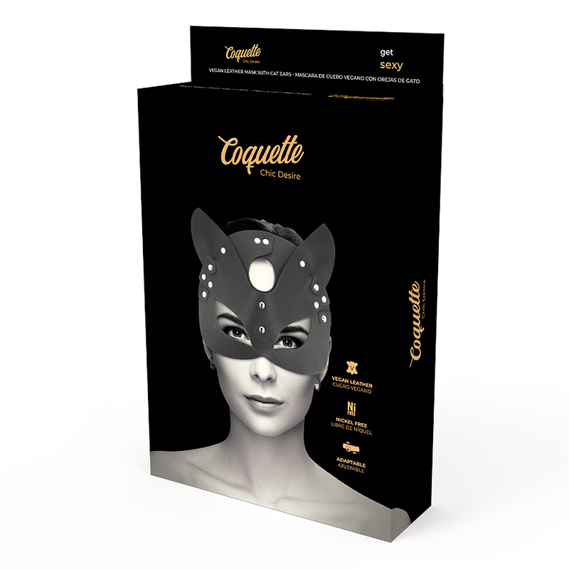 Vegane Ledermaske mit Katzenohren