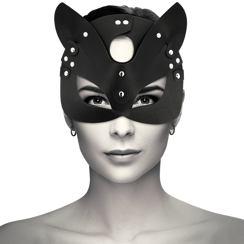 Vegane Ledermaske mit Katzenohren