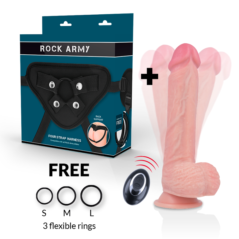 Harness + Premium Flüssigsilikon Vibrator Fernbedienung Apache 20,5 cm -o- 4,62 cm