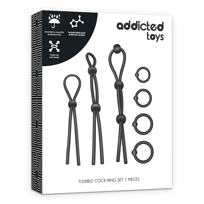 7-teiliges flexibles Penisring-Set aus Silikon